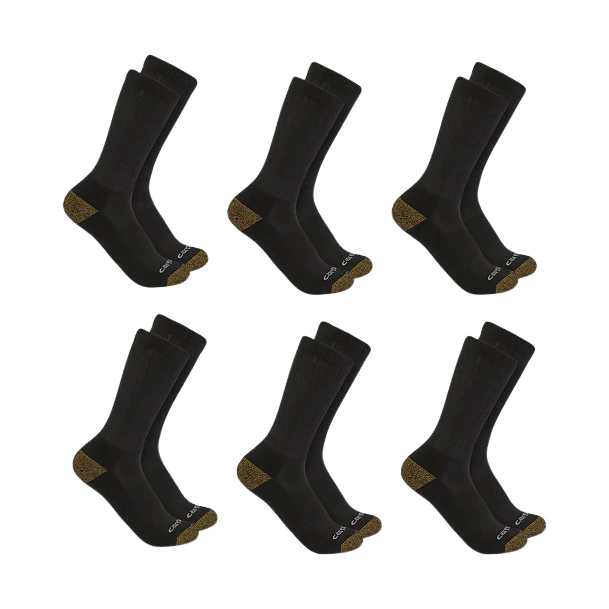 Carhartt Men's Midweight Crew Sock 6 Pack - Black by Lenny's Shoe & Apparel