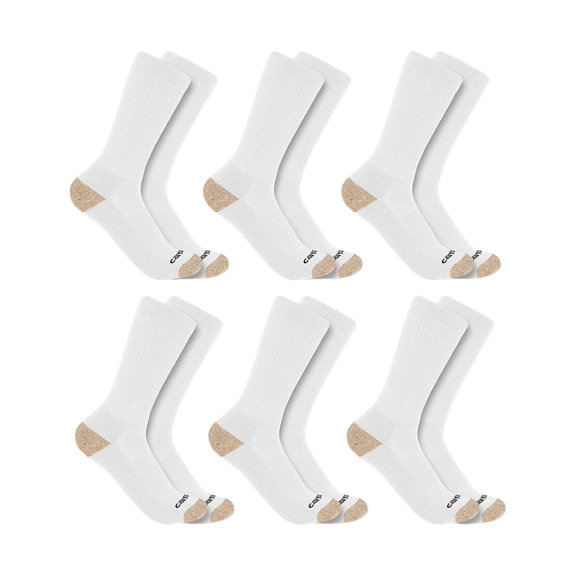 Carhartt Men's Midweight Crew Sock 6 Pack - White by Lenny's Shoe & Apparel