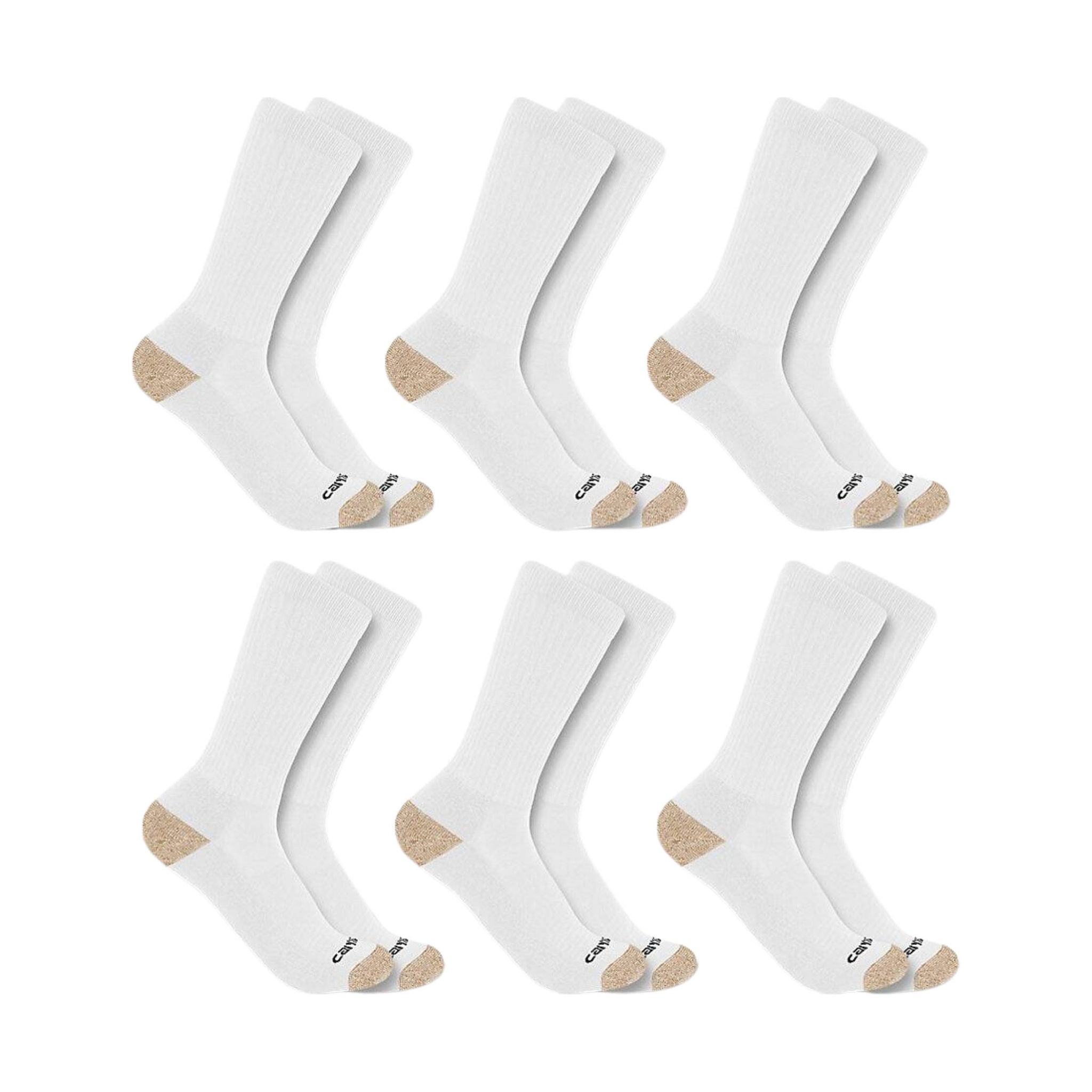 Carhartt Men's Midweight Crew Sock 6 Pack - White by Lenny's Shoe & Apparel