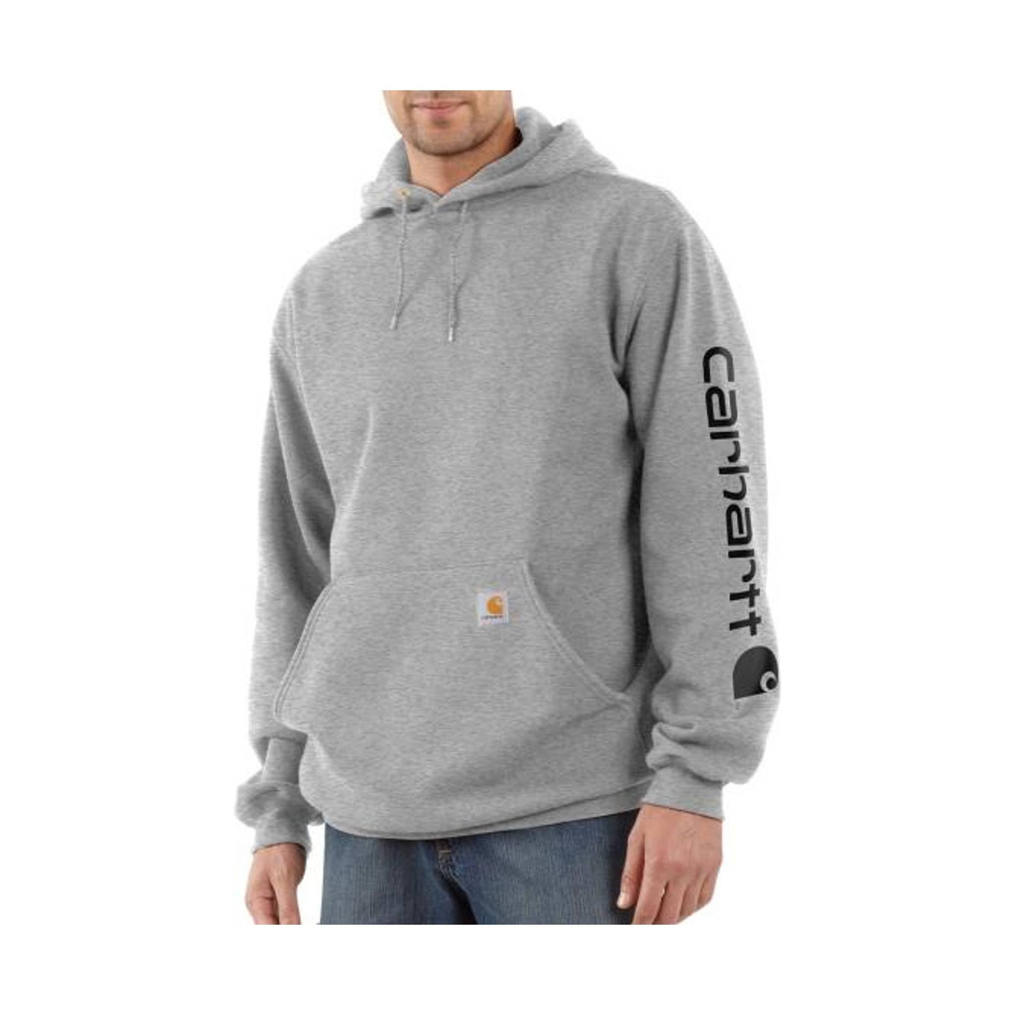 Carhartt Men's Midweight Hooded Logo Sweatshirt - Heather Gray Black by Lenny's Shoe & Apparel