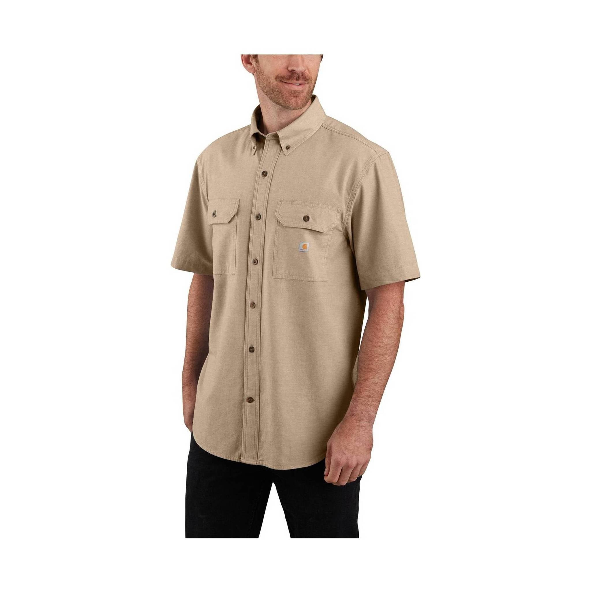 Carhartt Men's Midweight Short Sleeve Shirt - Dark Tan Chambray by Lenny's Shoe & Apparel