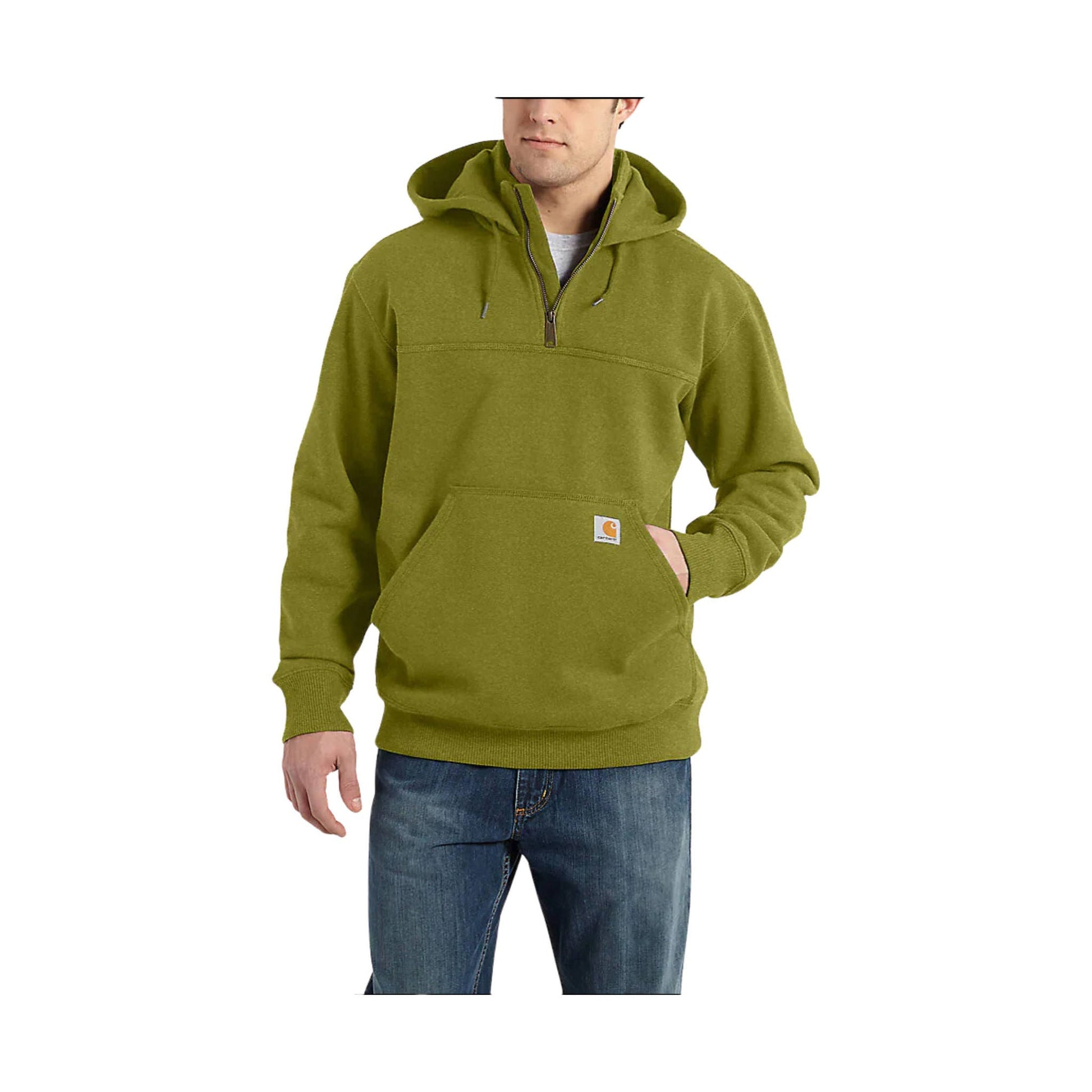 Carhartt Men's Rain Defender Paxton Heavyweight Hooded Quarter Zip Mock Sweatshirt - Dill Heather by Lenny's Shoe & Apparel