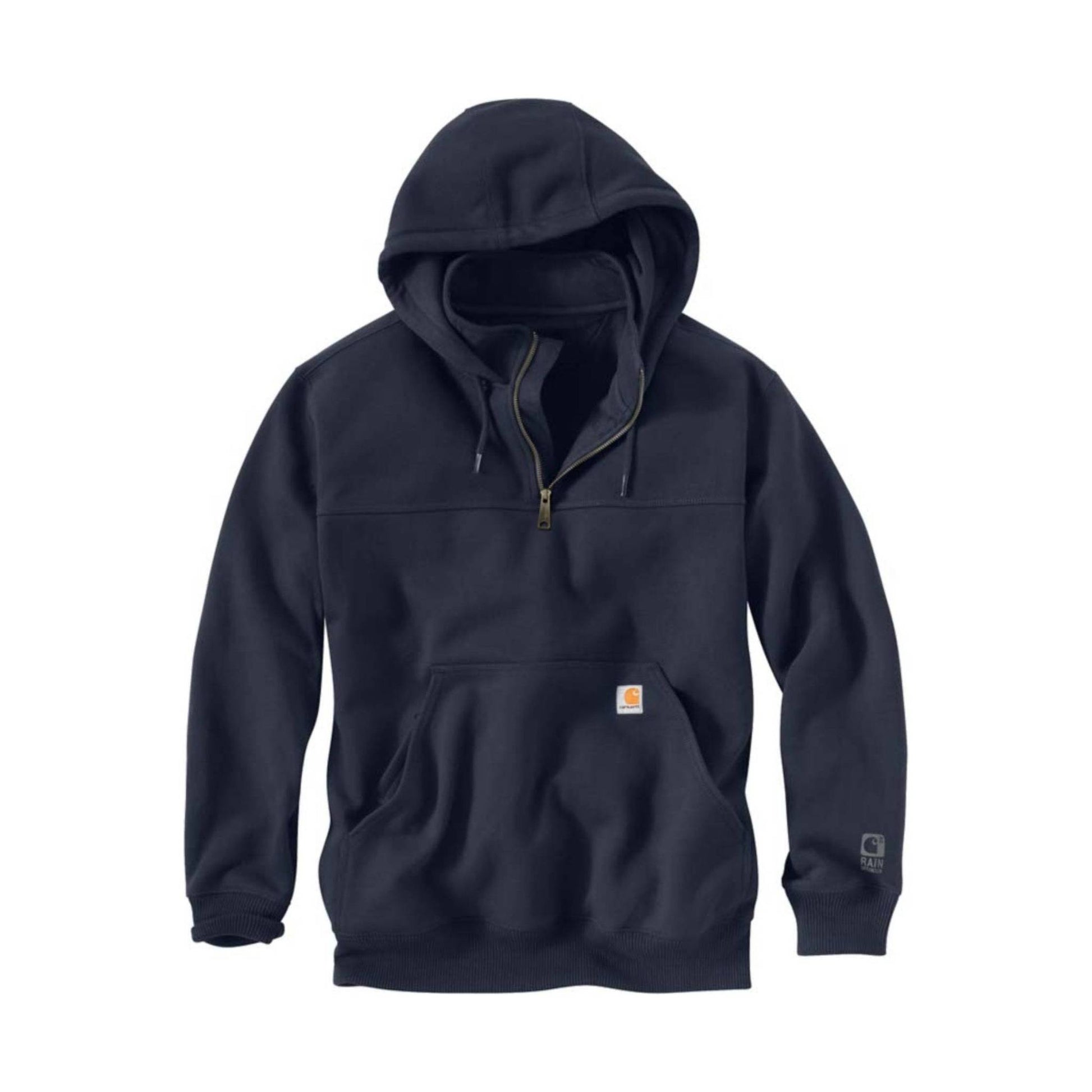 Carhartt Men's Rain Defender Paxton Heavyweight Hooded Quarter Zip Mock Sweatshirt - New Navy by Lenny's Shoe & Apparel