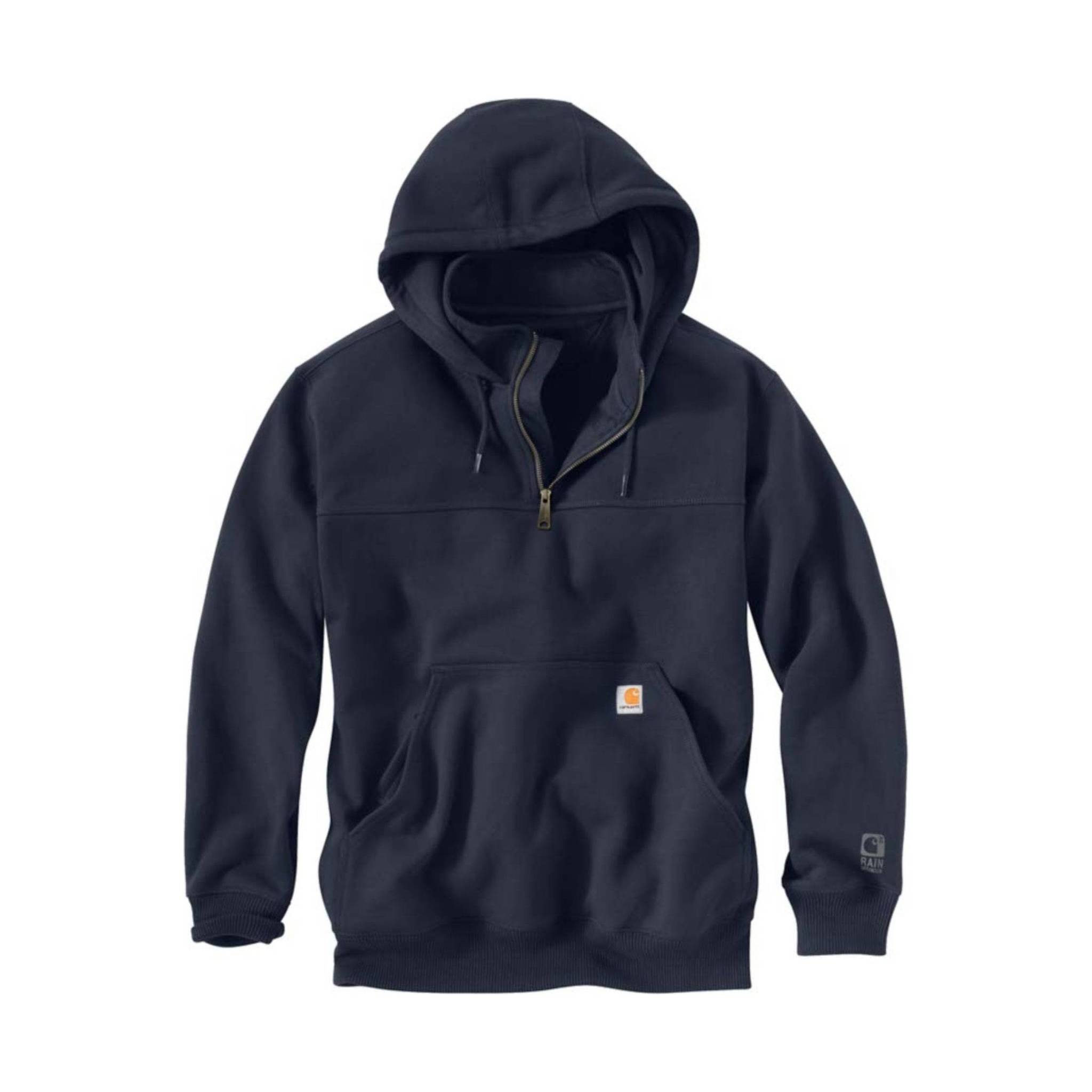 Carhartt Men's Rain Defender Paxton Heavyweight Hooded Quarter Zip Mock Sweatshirt - New Navy by Lenny's Shoe & Apparel