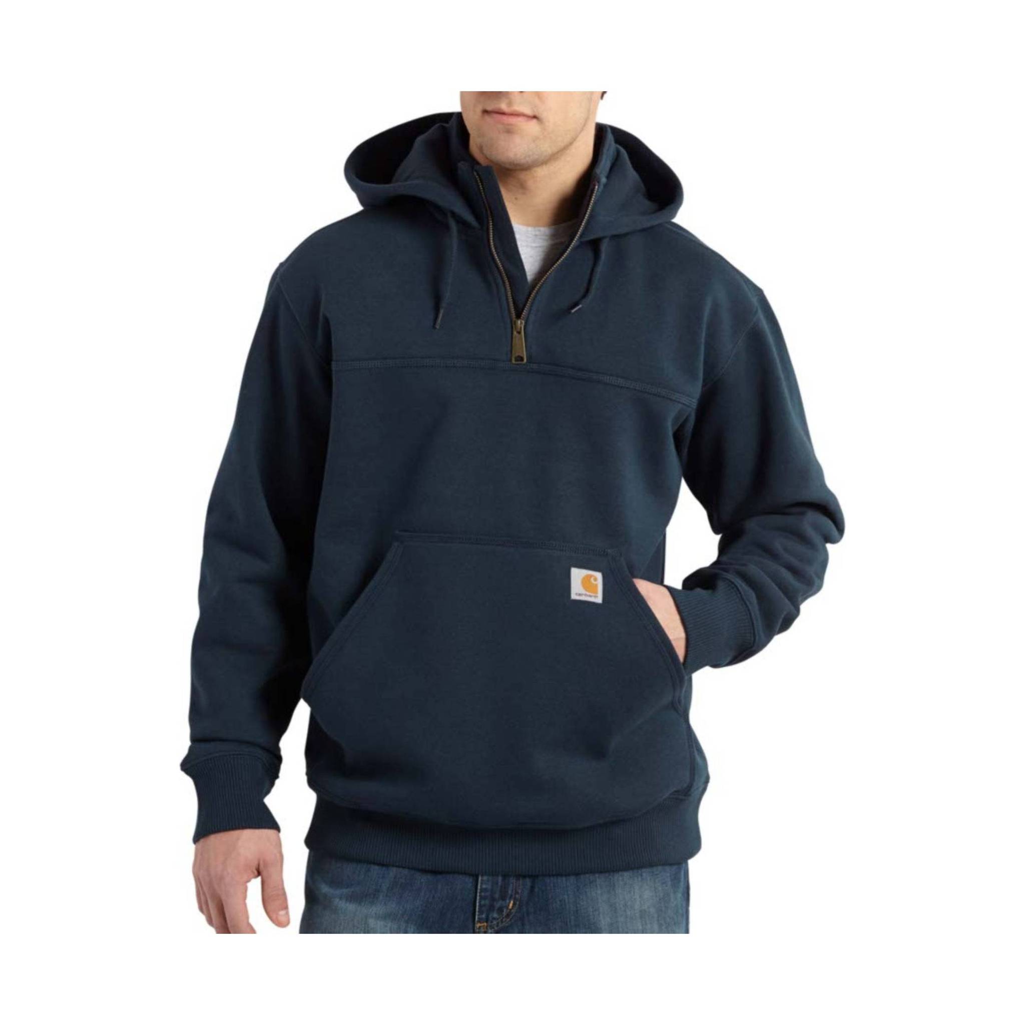Carhartt Men's Rain Defender Paxton Heavyweight Hooded Quarter Zip Mock Sweatshirt - New Navy by Lenny's Shoe & Apparel