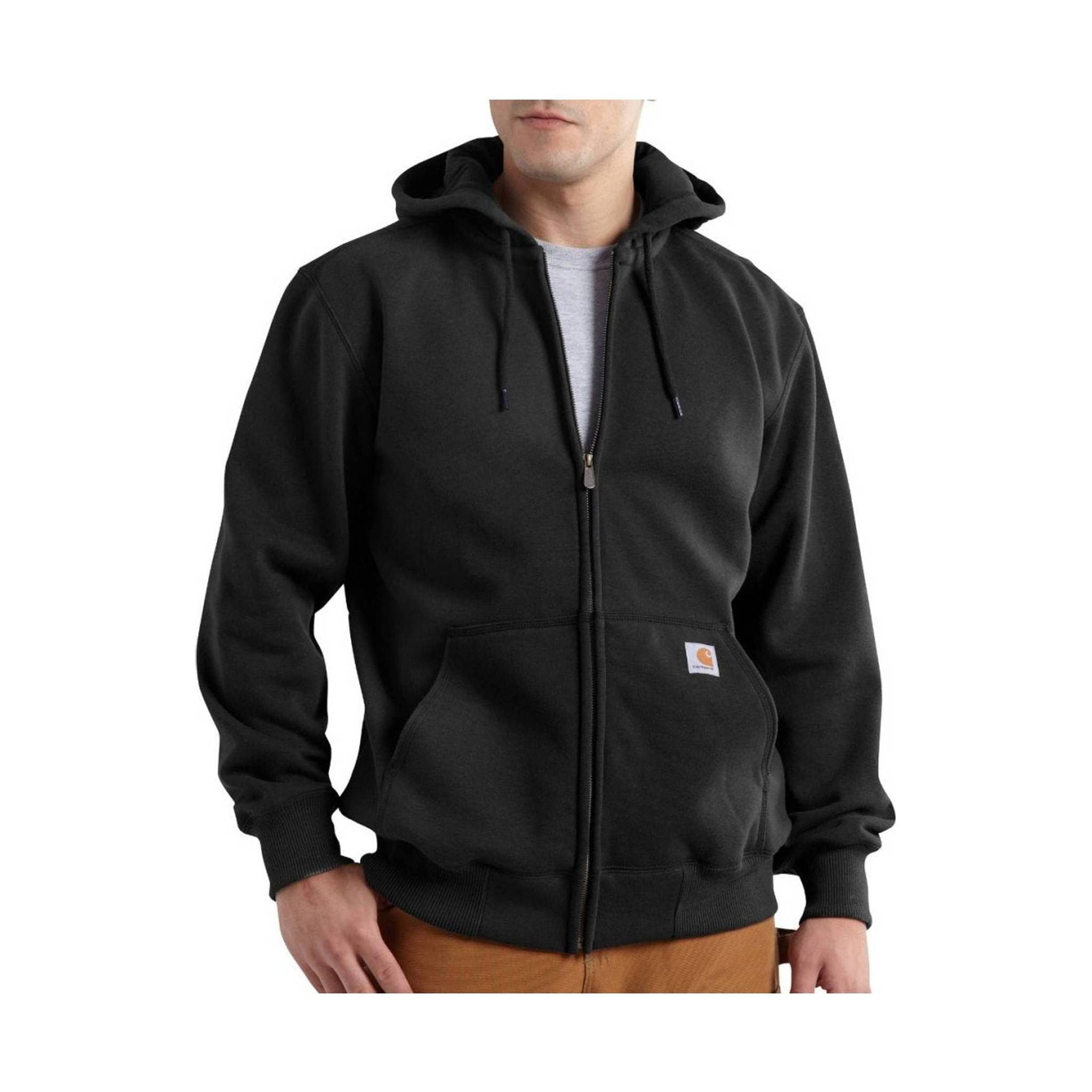 Carhartt Men's Rain Defender Paxton Heavyweight Hooded Zip-Front Sweatshirt - Black by Lenny's Shoe & Apparel