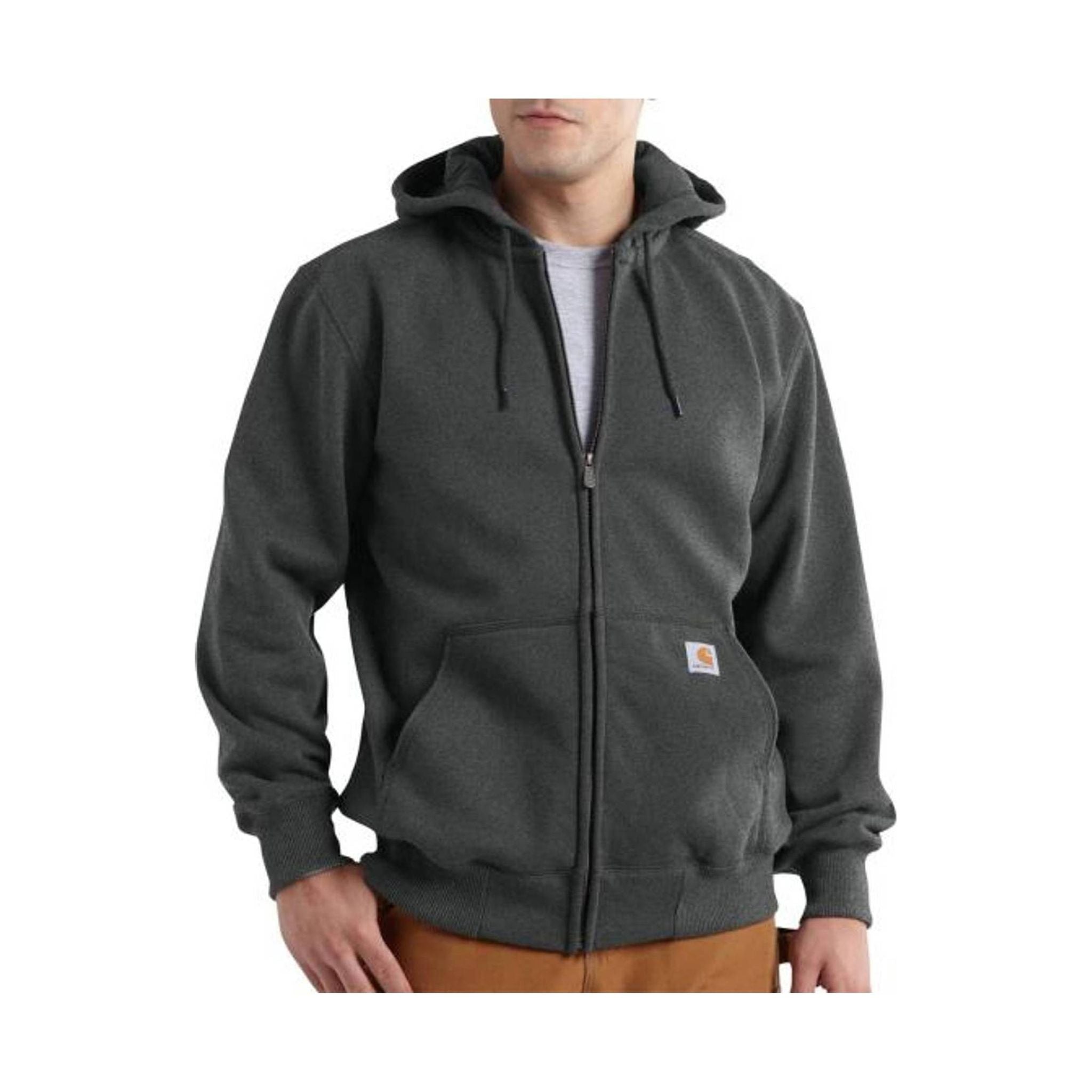 Carhartt Men's Rain Defender Paxton Heavyweight Hooded Zip-Front Sweatshirt - Carbon Heather by Lenny's Shoe & Apparel