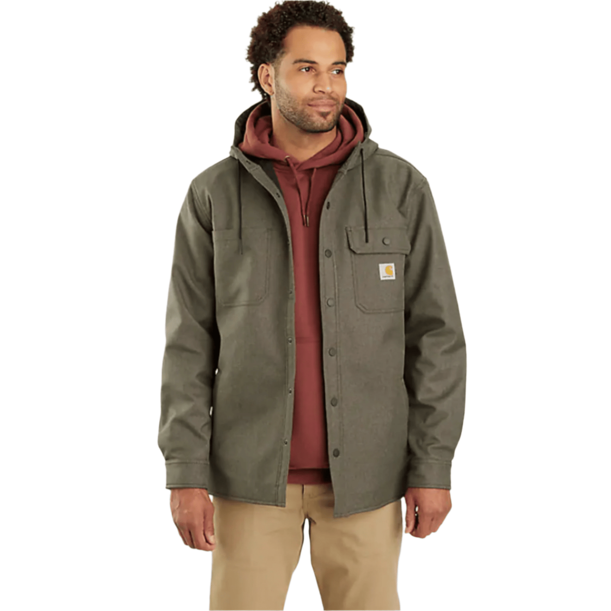 Carhartt Men's Rain Defender Relaxed Fit Heavyweight Hooded Shirt Jacket - Moss by Lenny's Shoe & Apparel