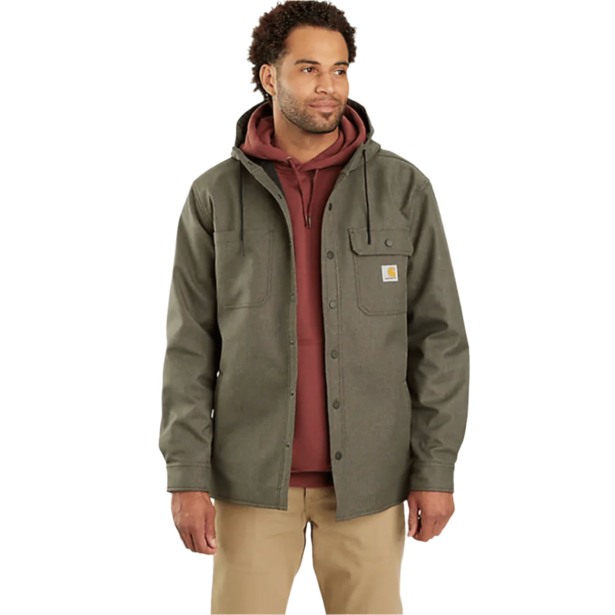 Carhartt Men's Rain Defender Relaxed Fit Heavyweight Hooded Shirt Jacket - Moss by Lenny's Shoe & Apparel