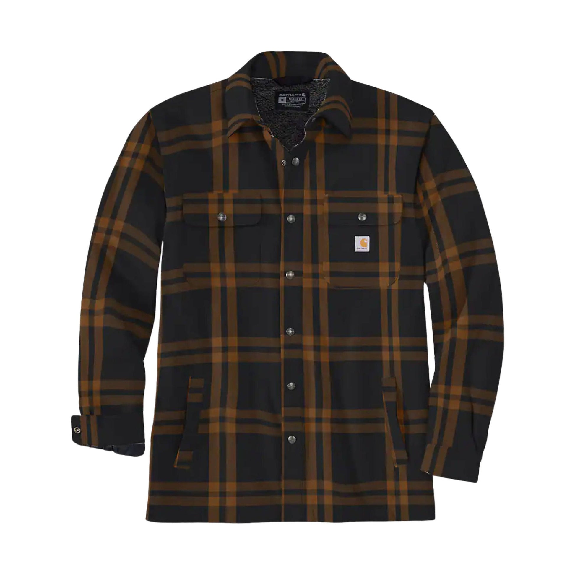 Carhartt Men's Relaxed Fit Flannel Sherpa-Lined Shirt Jac - Black by Lenny's Shoe & Apparel