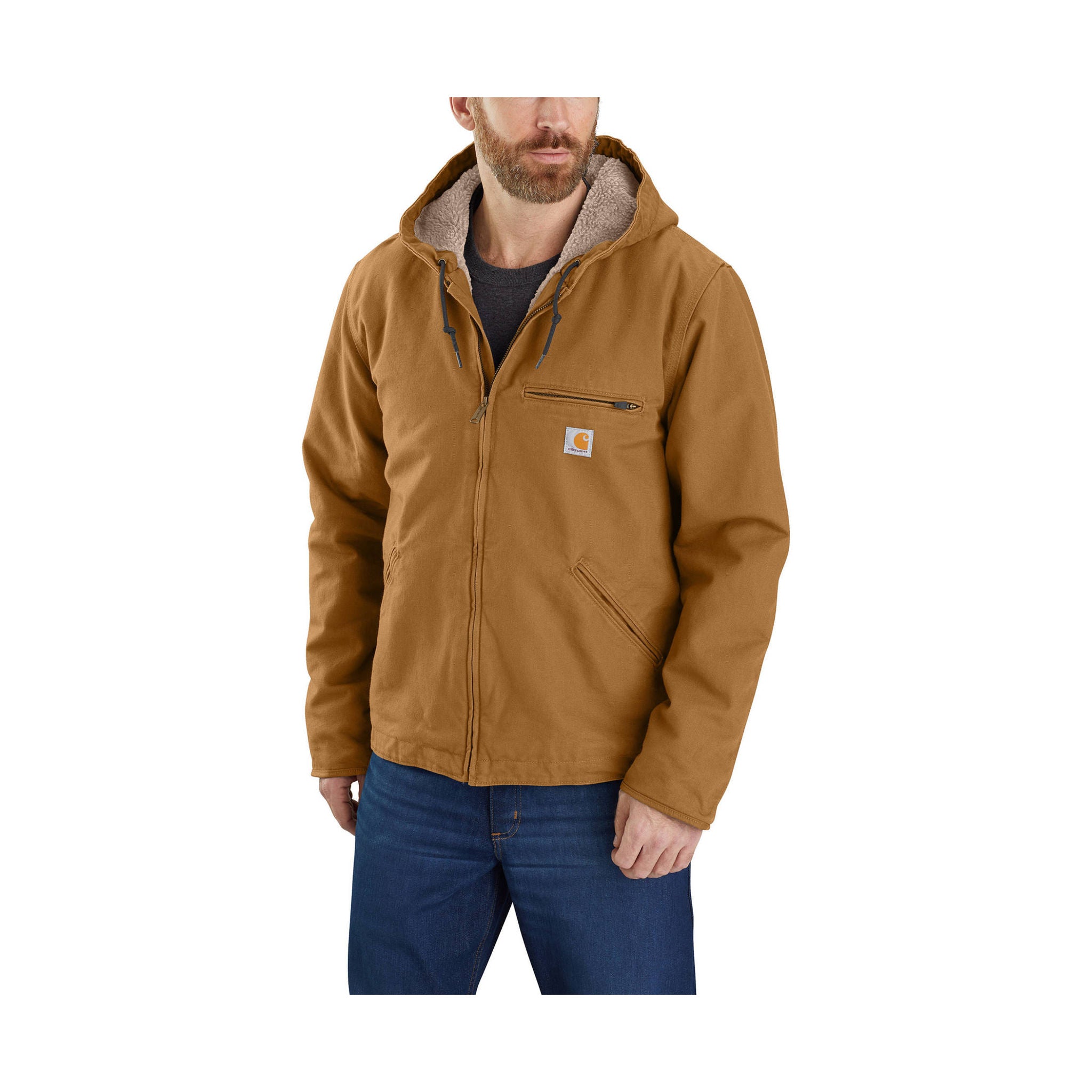 Carhartt Men's Relaxed Fit Washed Duck Sherpa Lined Jacket - Brown by Lenny's Shoe & Apparel