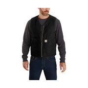 Carhartt Men's Relaxed Fit Washed Duck Sherpa Lined Vest - Black by Lenny's Shoe & Apparel