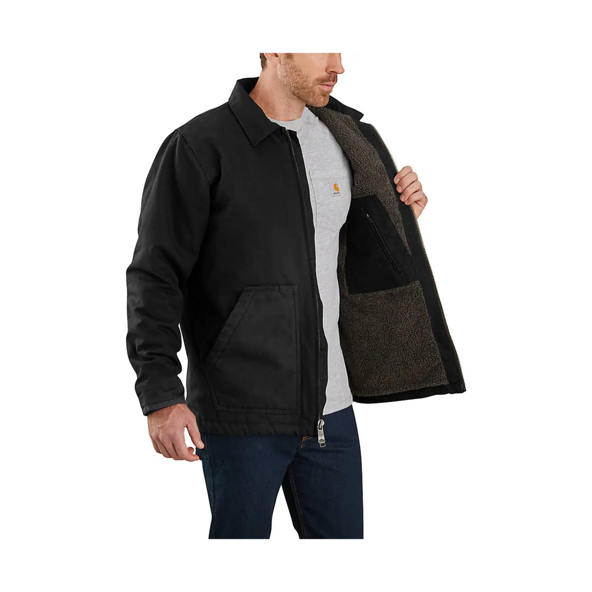 Carhartt Men's Sherpa Lined Loose Fit Field Jacket - Black by Lenny's Shoe & Apparel
