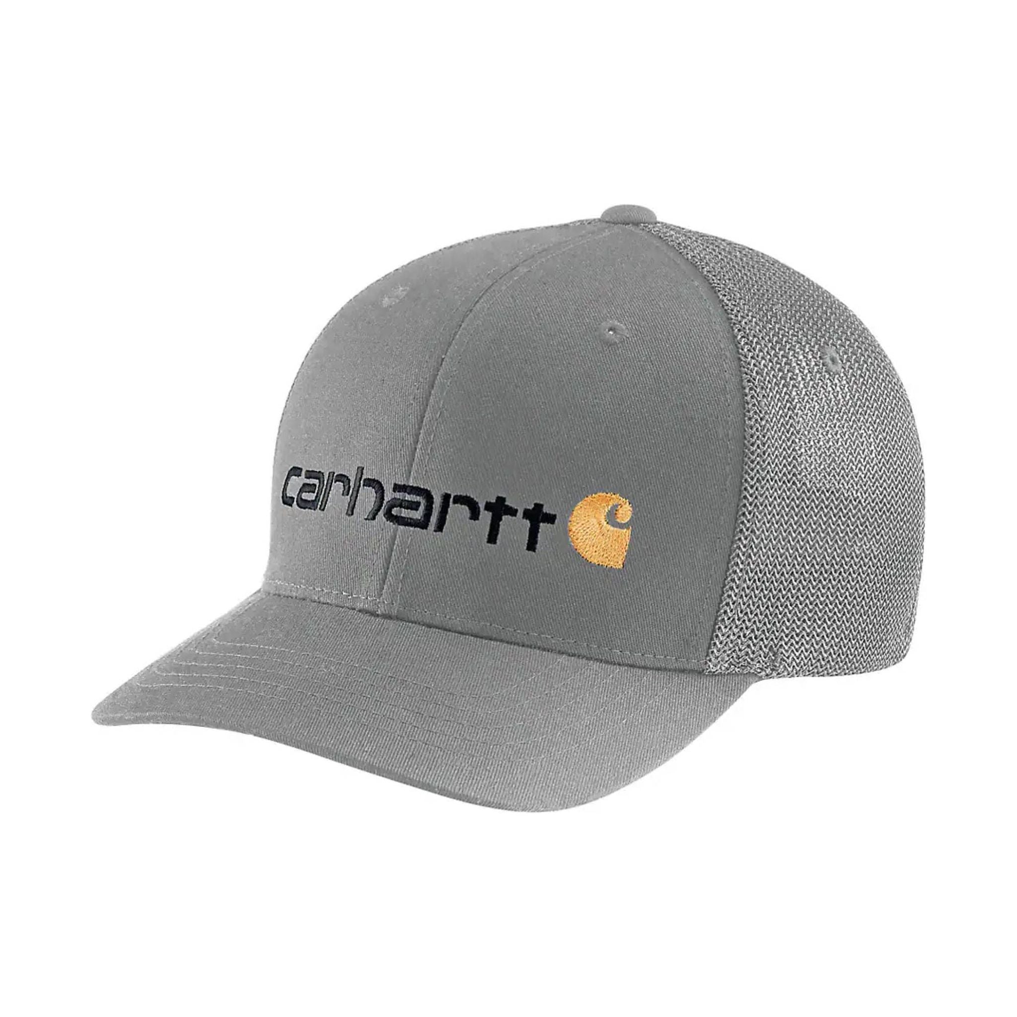 Carhartt Rugged Flex Fitted Canvas Mesh Back Logo Graphic Cap - Asphalt by Lenny's Shoe & Apparel