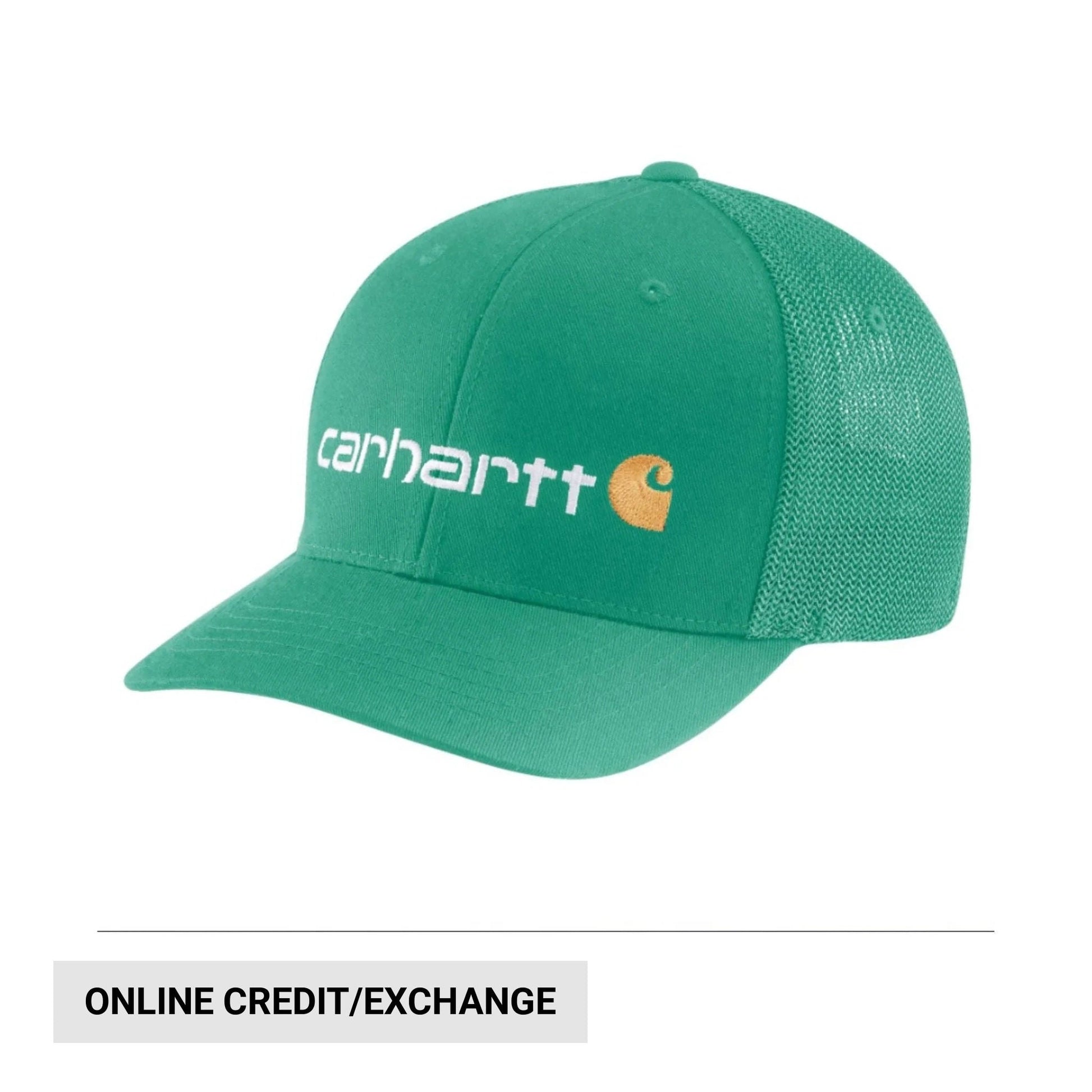 Carhartt Rugged Flex Fitted Canvas Mesh Back Logo Graphic Cap - Seagreen by Lenny's Shoe & Apparel