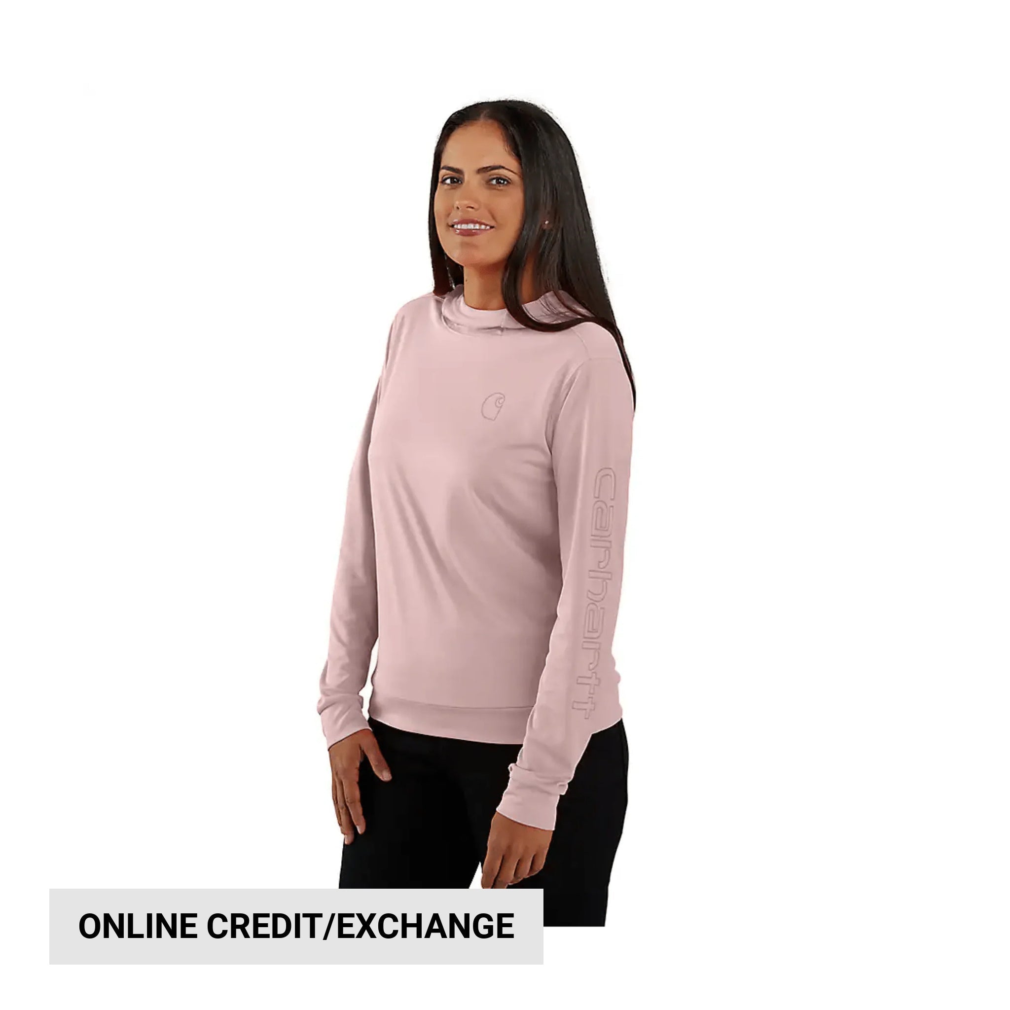Carhartt Women's Force Sun Defender Relaxed Fit Lightweight Long Sleeve Hooded Graphic T Shirt - Soft Rose by Lenny's Shoe & Apparel