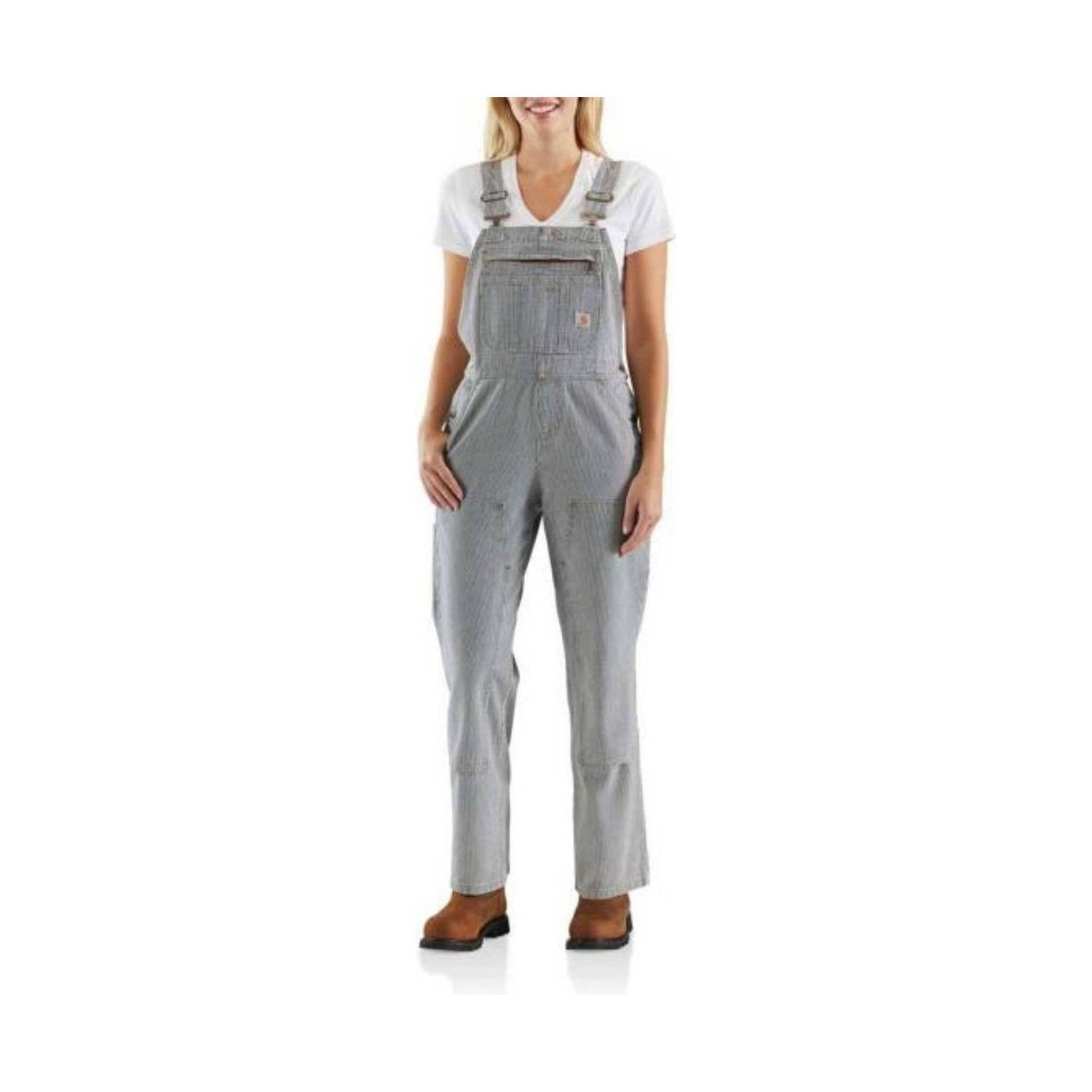 Carhartt Women's Relaxed Fit Double-Front Overalls - Railroad Stripe by Lenny's Shoe & Apparel