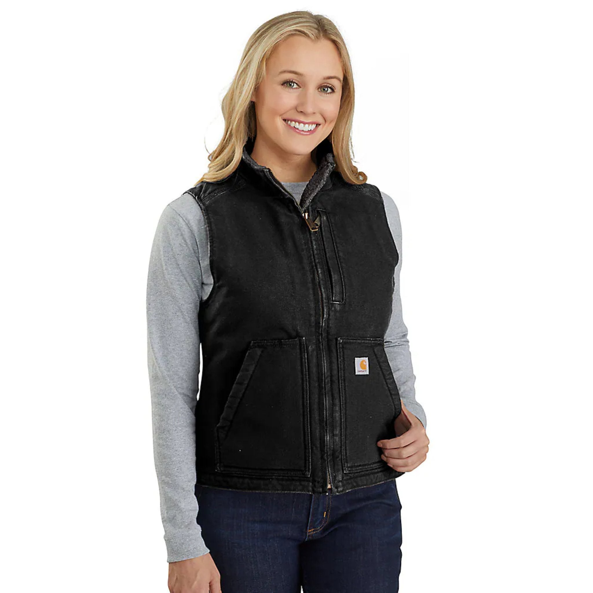 Carhartt Women's Sherpa Lined Vest Relaxed Fit - Black by Lenny's Shoe & Apparel