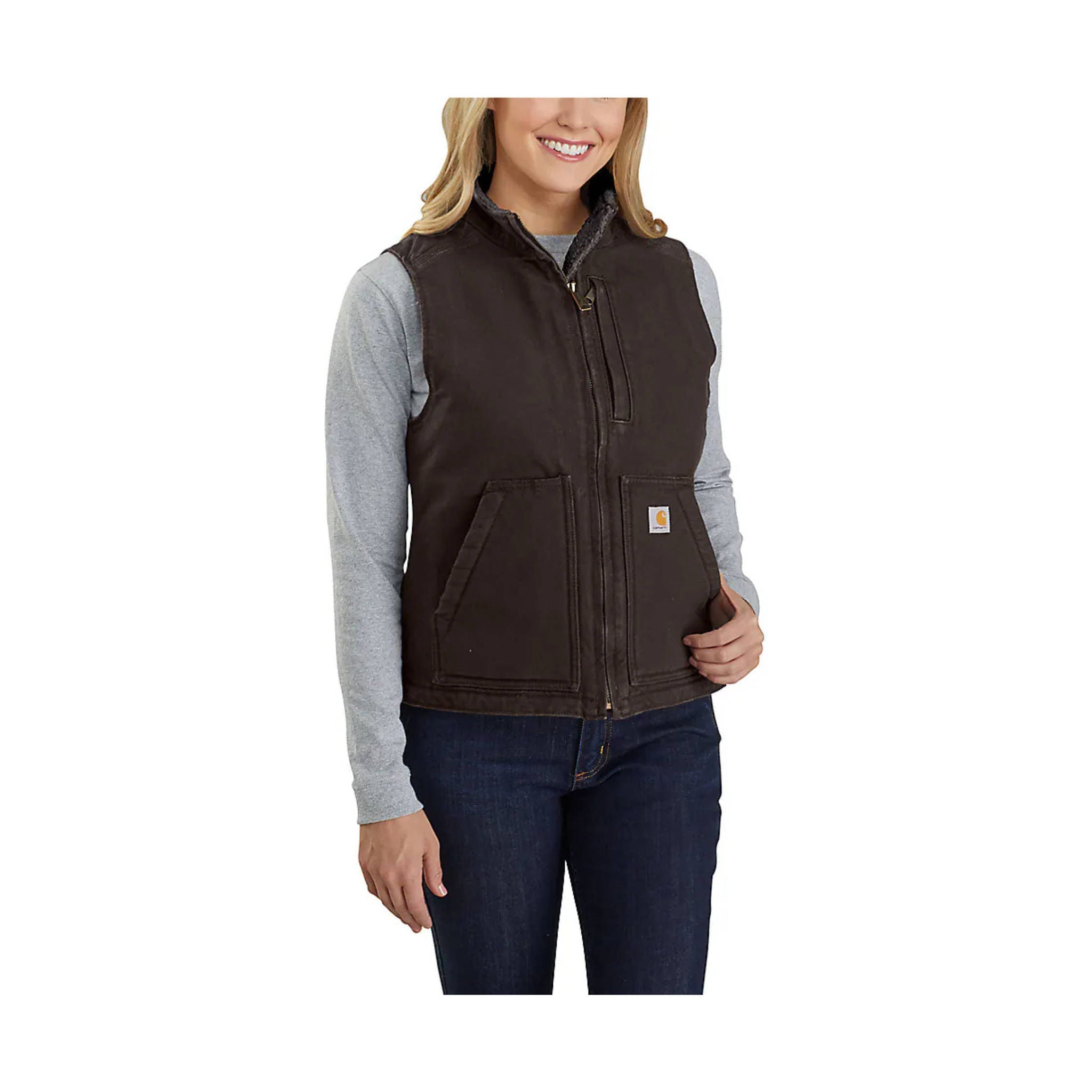 Carhartt Women's Sherpa Lined Vest Relaxed Fit - Dark Brown by Lenny's Shoe & Apparel