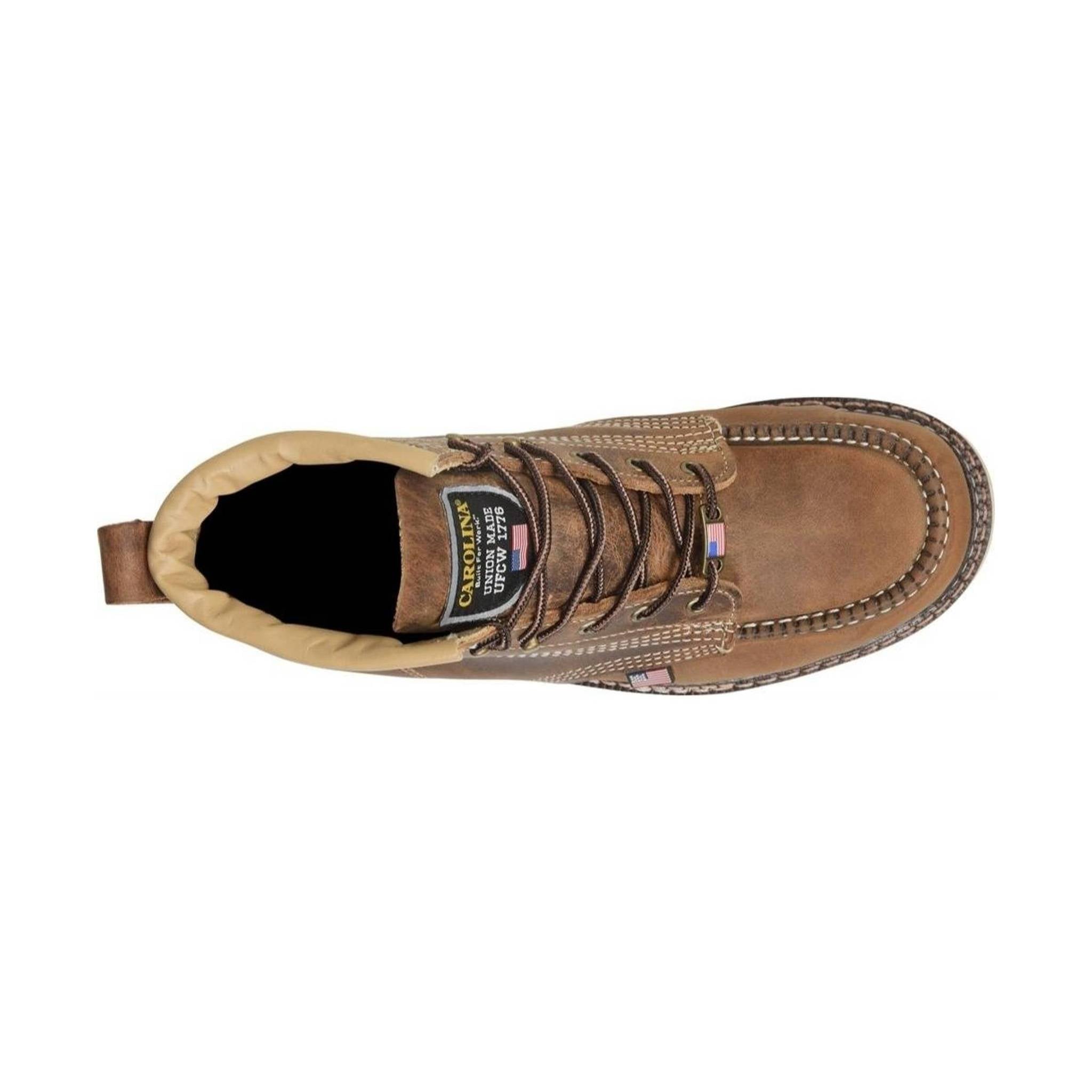 Carolina Men's 6 Inch Amp Steel Toe Moc Toe Wedge Work Boot - Brown by Lenny's Shoe & Apparel