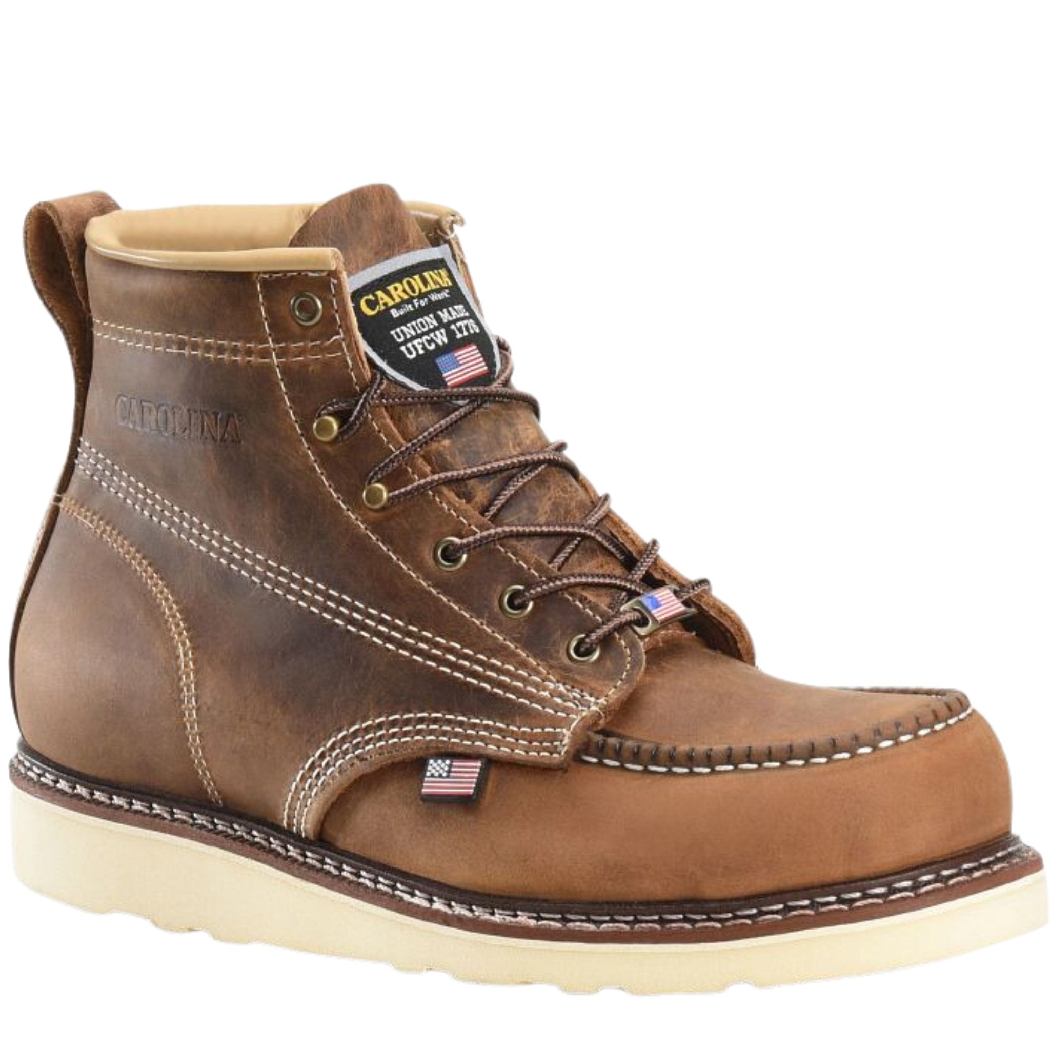 Carolina Men's Amp 6 Inch USA Soft Toe Moc Work Boots - Brown by Lenny's Shoe & Apparel