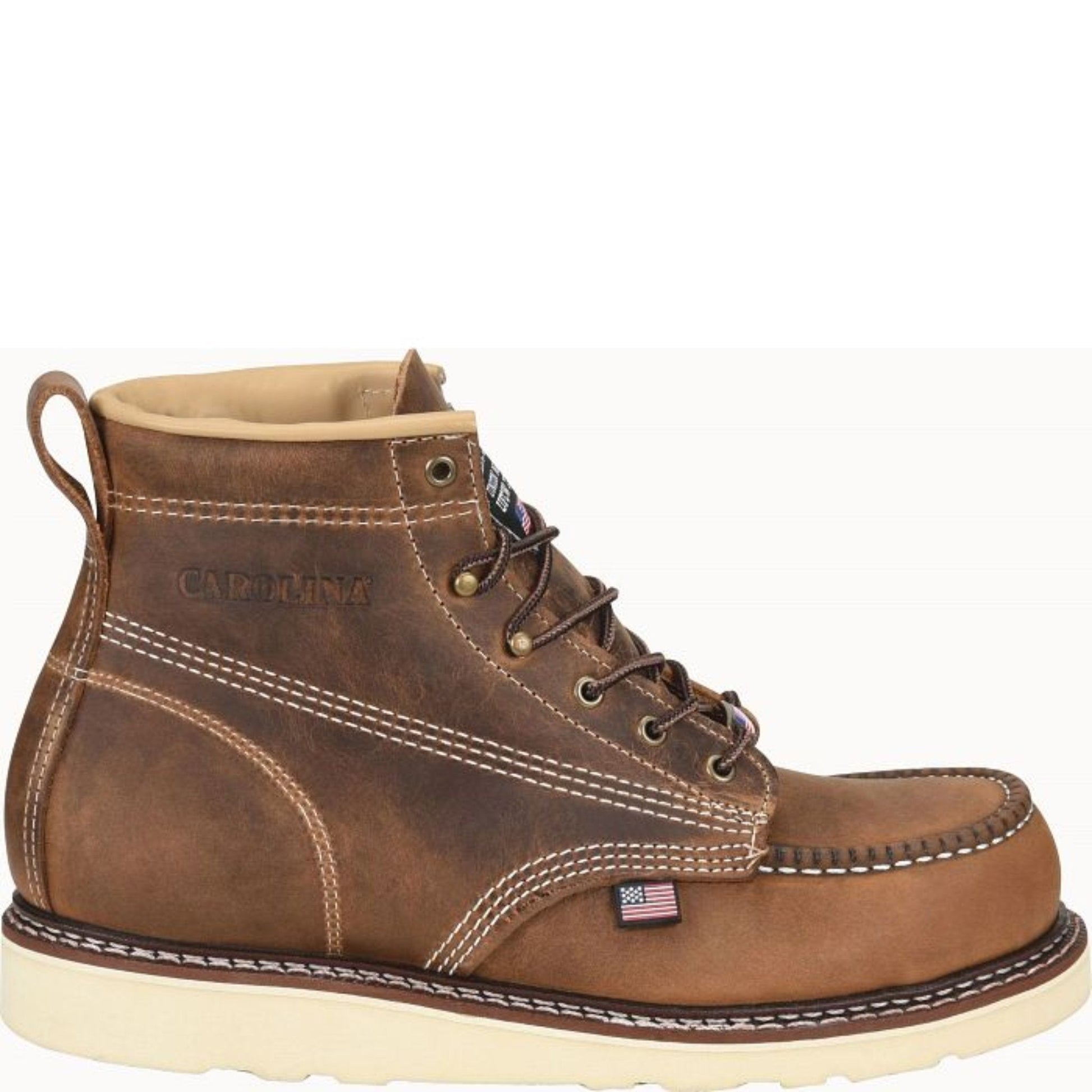 Carolina Men's Amp 6 Inch USA Soft Toe Moc Work Boots - Brown by Lenny's Shoe & Apparel
