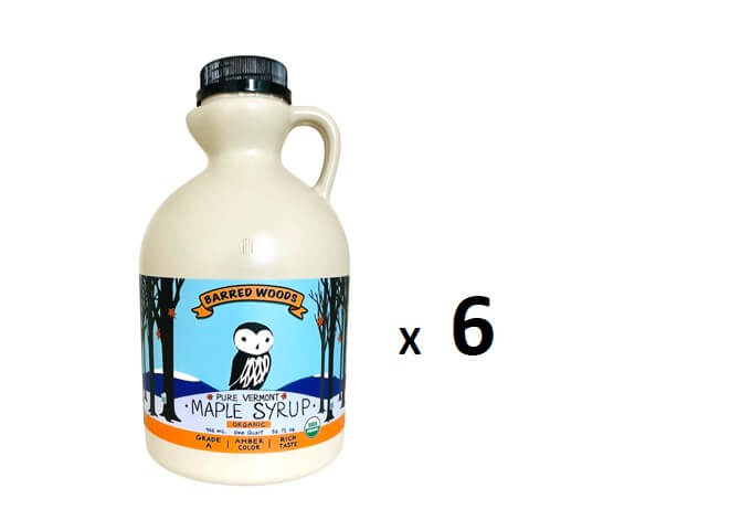 Case of Maple Syrup - 6 Quart Jugs of Pure Vermont Maple Syrup by Barred Woods Maple
