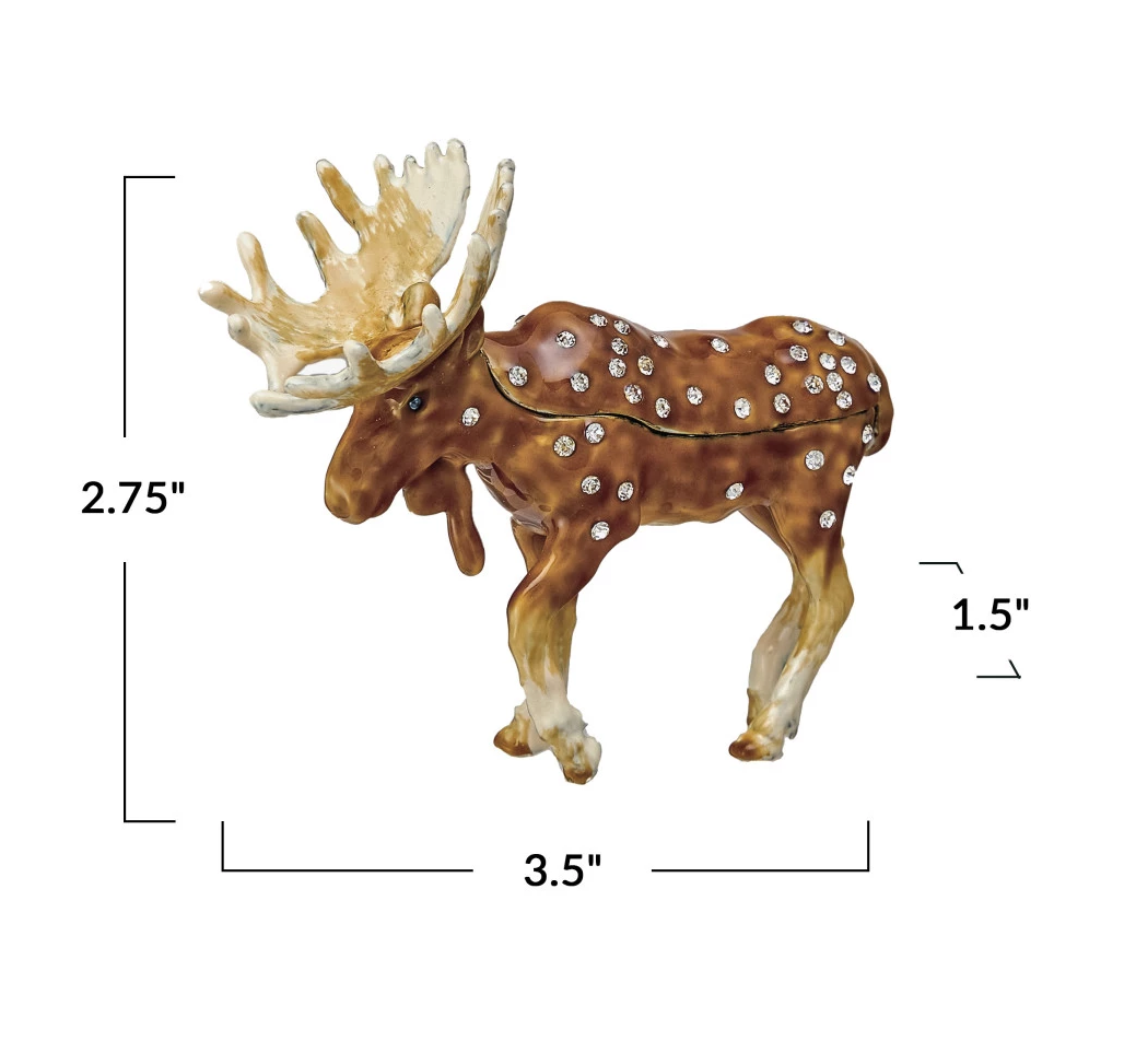 Trinket Box Enameled Metal Moose 3.5"l x 2.75"h by Homeportonline