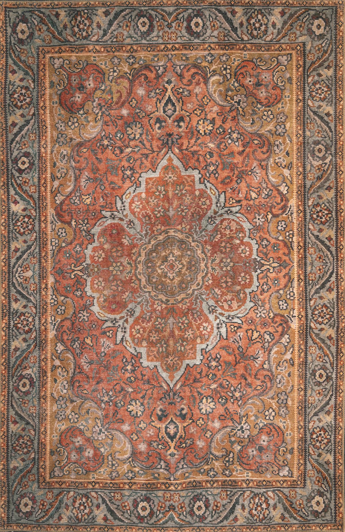 London Valencia Rust Washable Rug 3'9" x 5'6" by Homeportonline