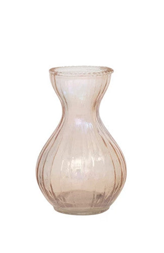 Vase Debossed Glass Pink 4.25" High Small by Homeportonline