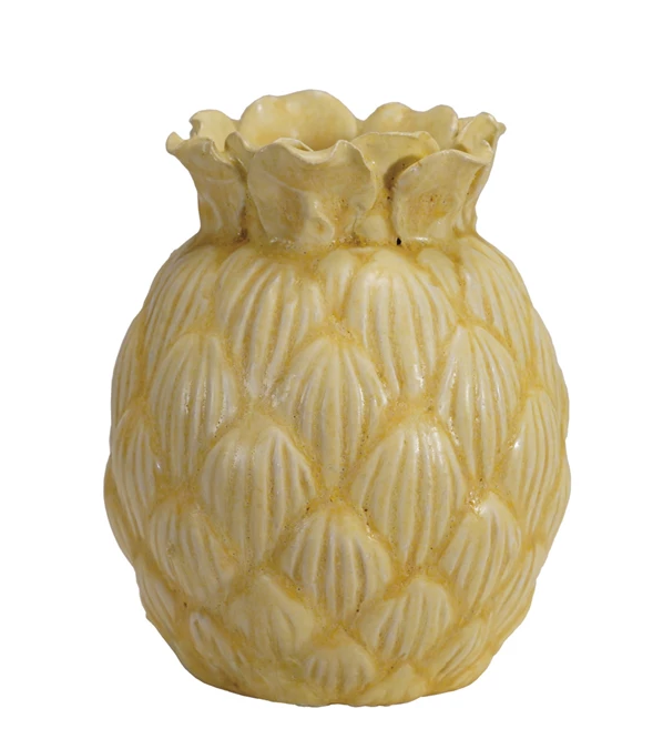 Vase Stoneware Pineapple Shape Yellow 5.25"h by Homeportonline