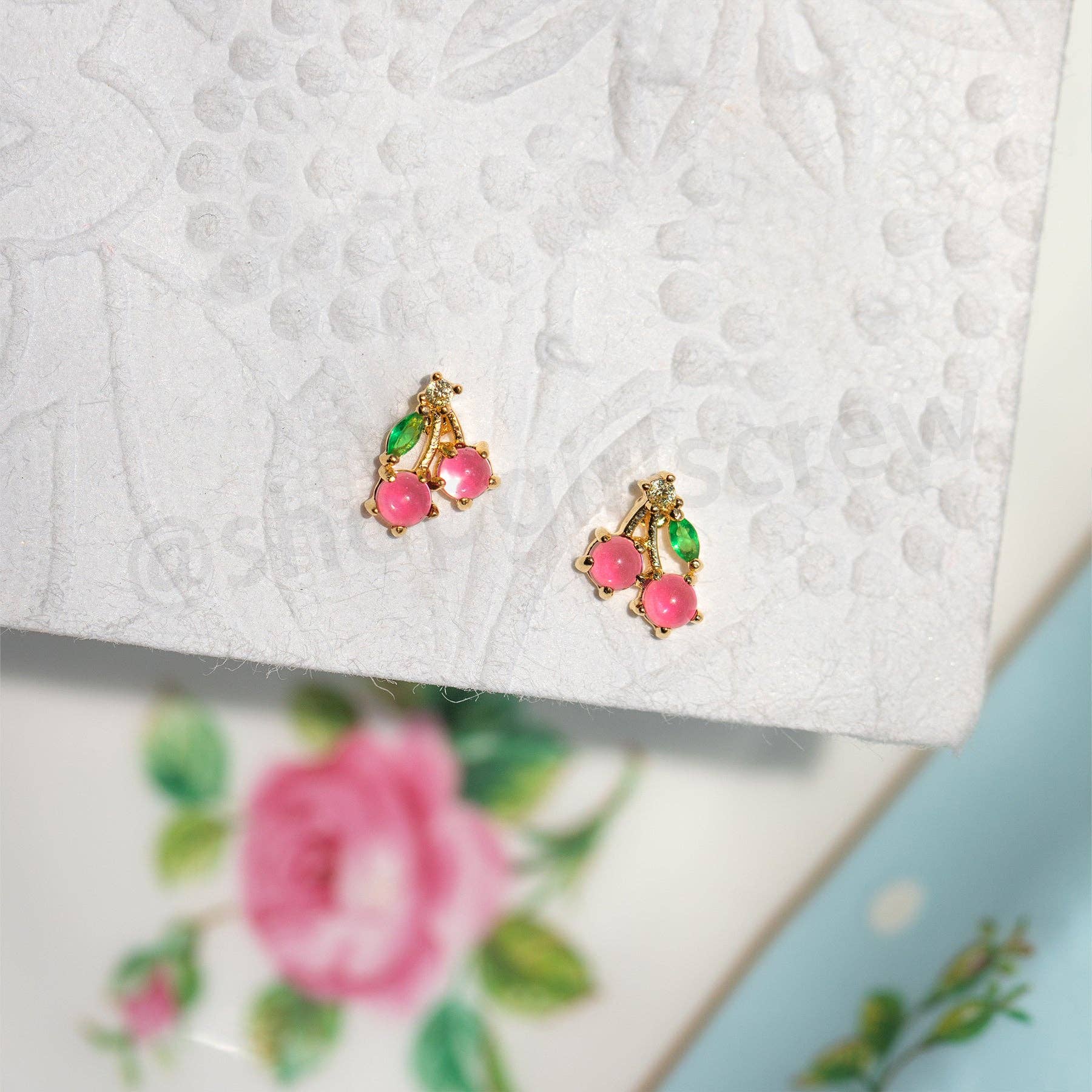 Girls Crew Cherry Stud Earrings by Dear Lucy