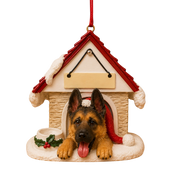 Ceramic Doghouse Ornament - German Shepherd