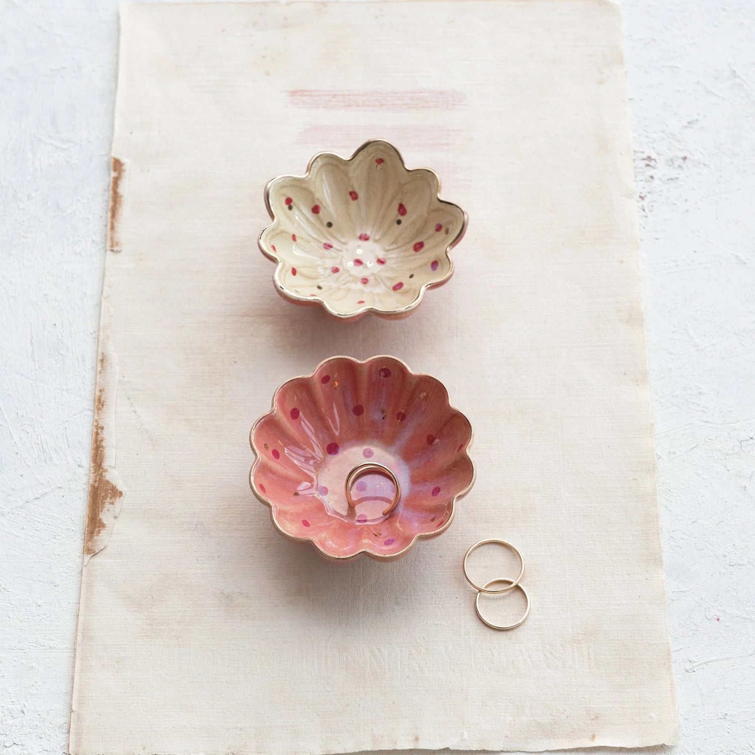 Decorative Stoneware Dish Flower Shaped Pink or Cream 3.5"d (Sold Individually) by Homeportonline