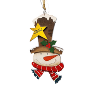 Rustic Wooden Ornament - Snowman in Tophat