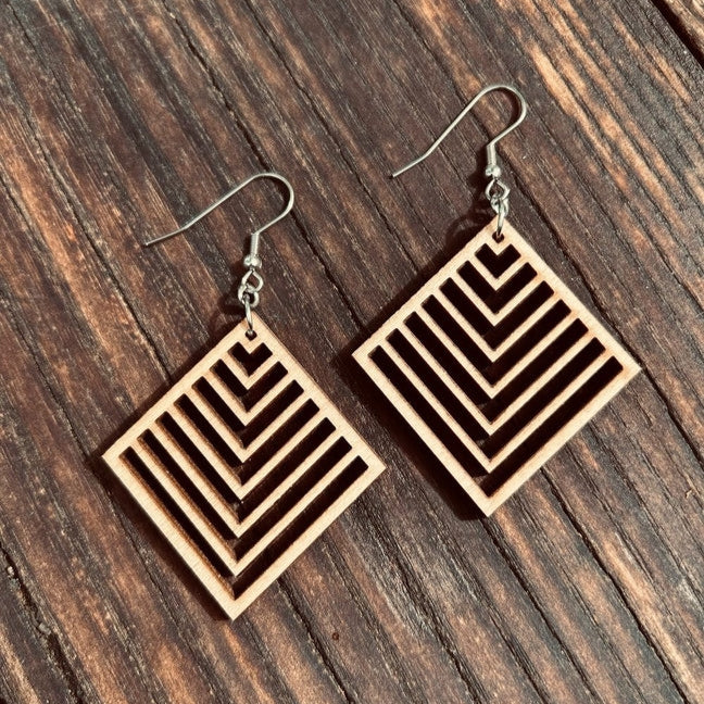 Earrings - Wooden Laser Cut - Better Wheel Workshops