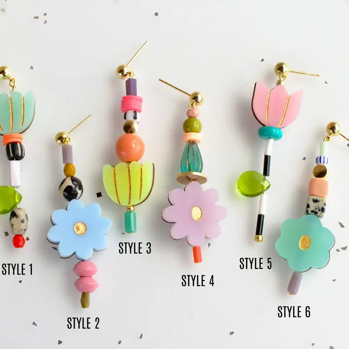Colorful Acrylic Mix and Match Flower Earrings