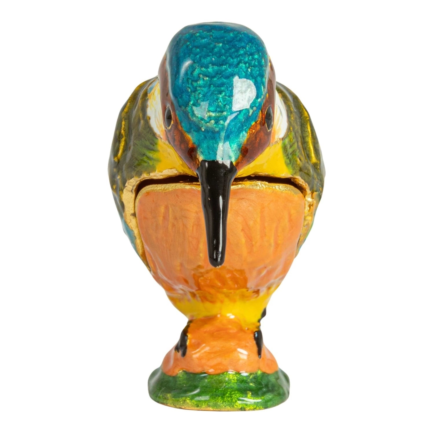 Trinket Box Enameled Metal Kingfisher 2.25"h by Homeportonline