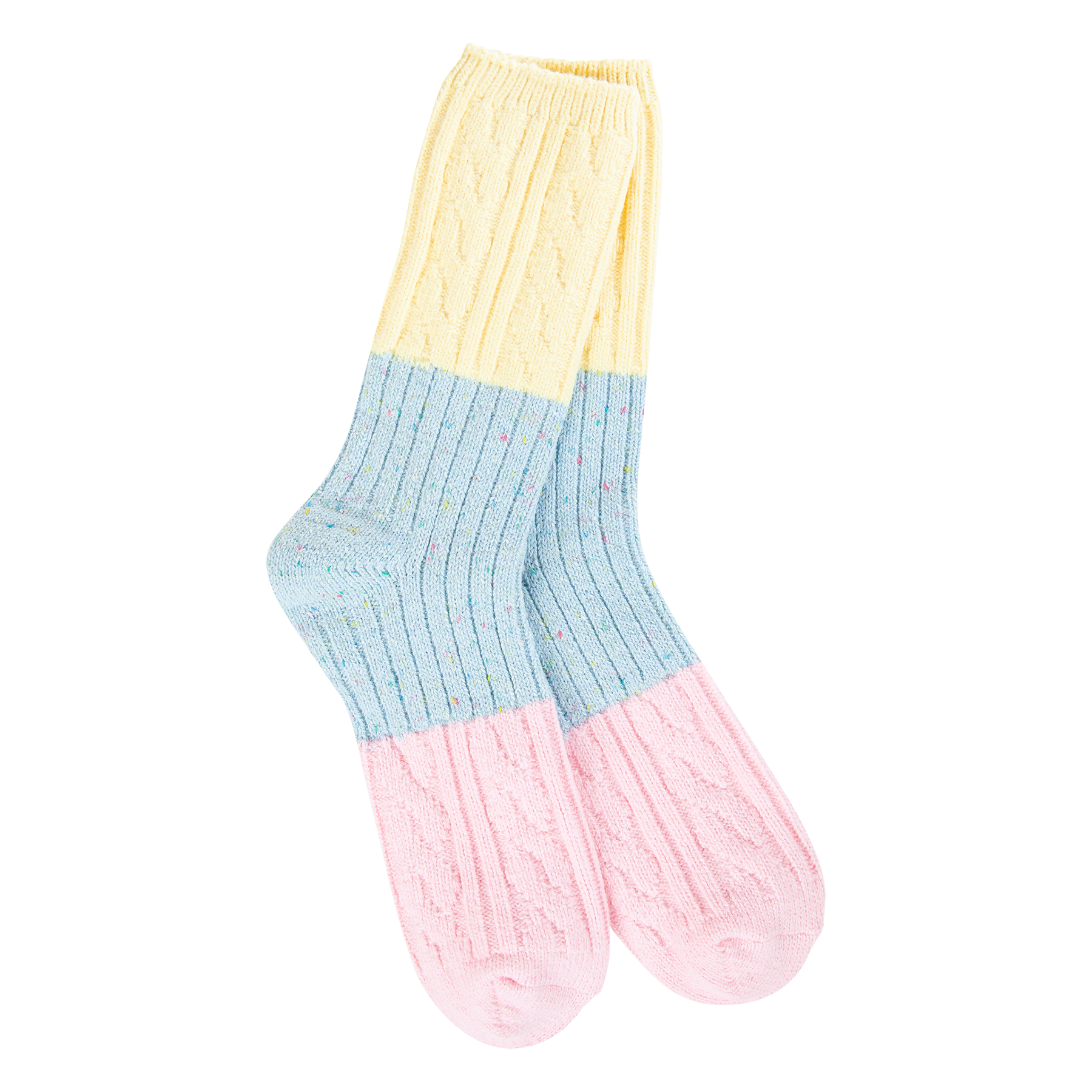 Socks - World's Softest Cable Crew Denim Multi Confetti by Homeportonline