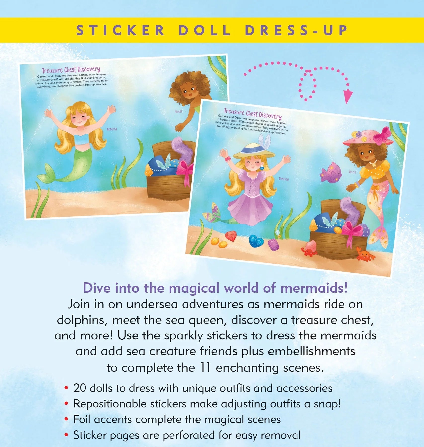 Sticker Doll Dress Up Book Mermaids by Homeportonline