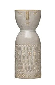 Vase Stoneware Face Beige Reactive Glaze (Each One Will Vary) by Homeportonline