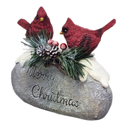 Holiday Cardinals on Stone - 7 Inch