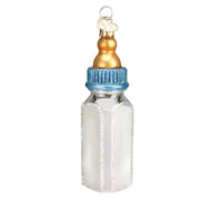 Old World Christmas Blue Baby Bottle Glass Ornament