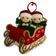Sleigh With Gold Rails Family of 2 Ornament