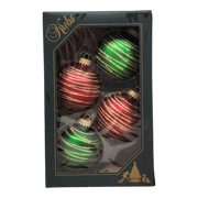 Krebs Value Glass Ornament 4 pack - Red and Green Swirl