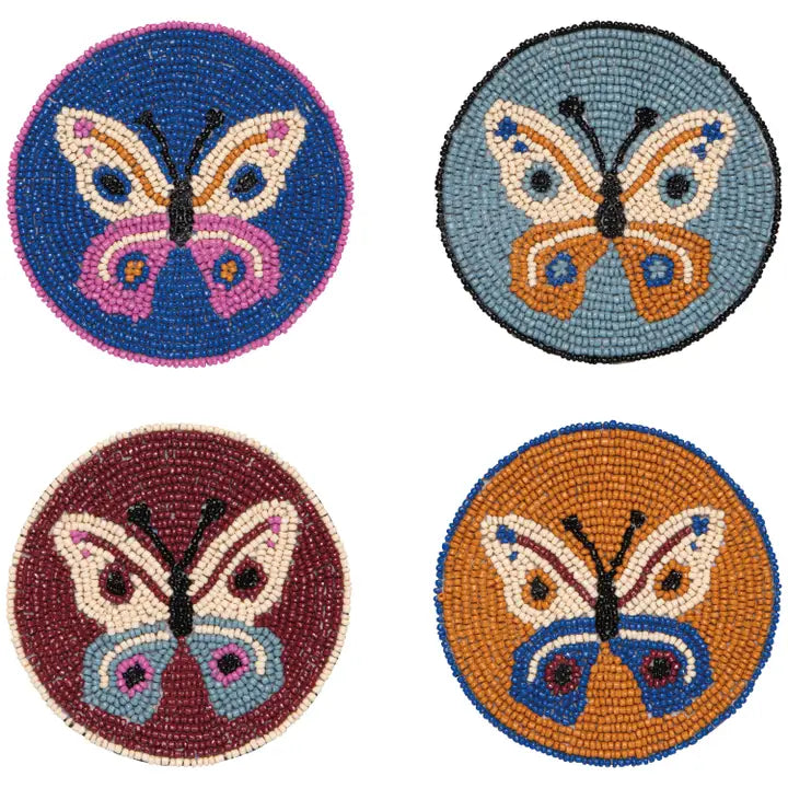 Glass Beaded Coasters Set of 4