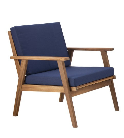Cosgrove Acacia Wood Outdoor Chair with Blue Cushion by Homeportonline
