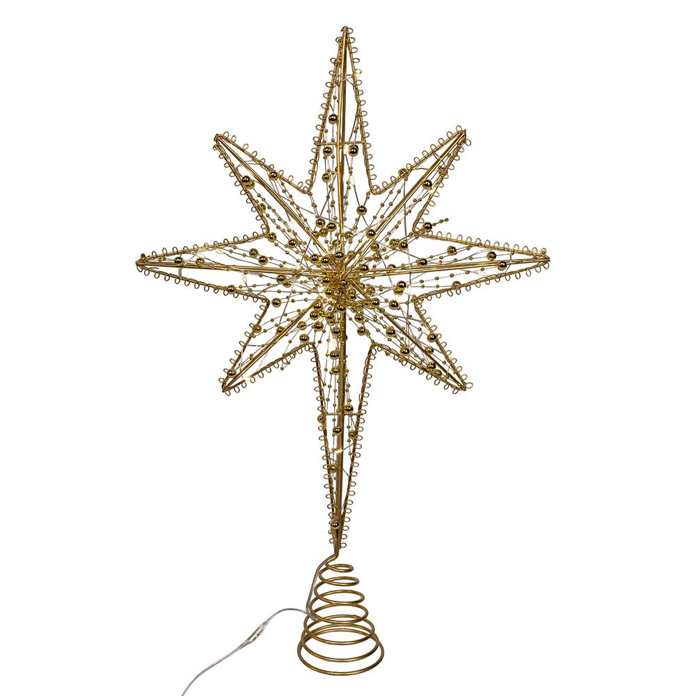8-Point Gold Metal Star Treetop - 19.7 Inches