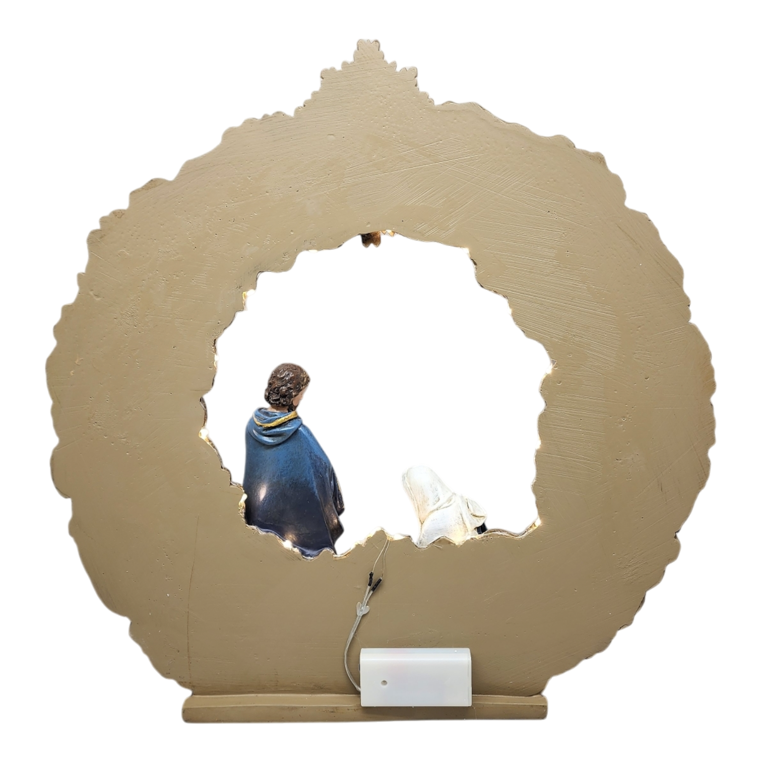 Lighted Nativity Tabletop Wreath -17 Inch