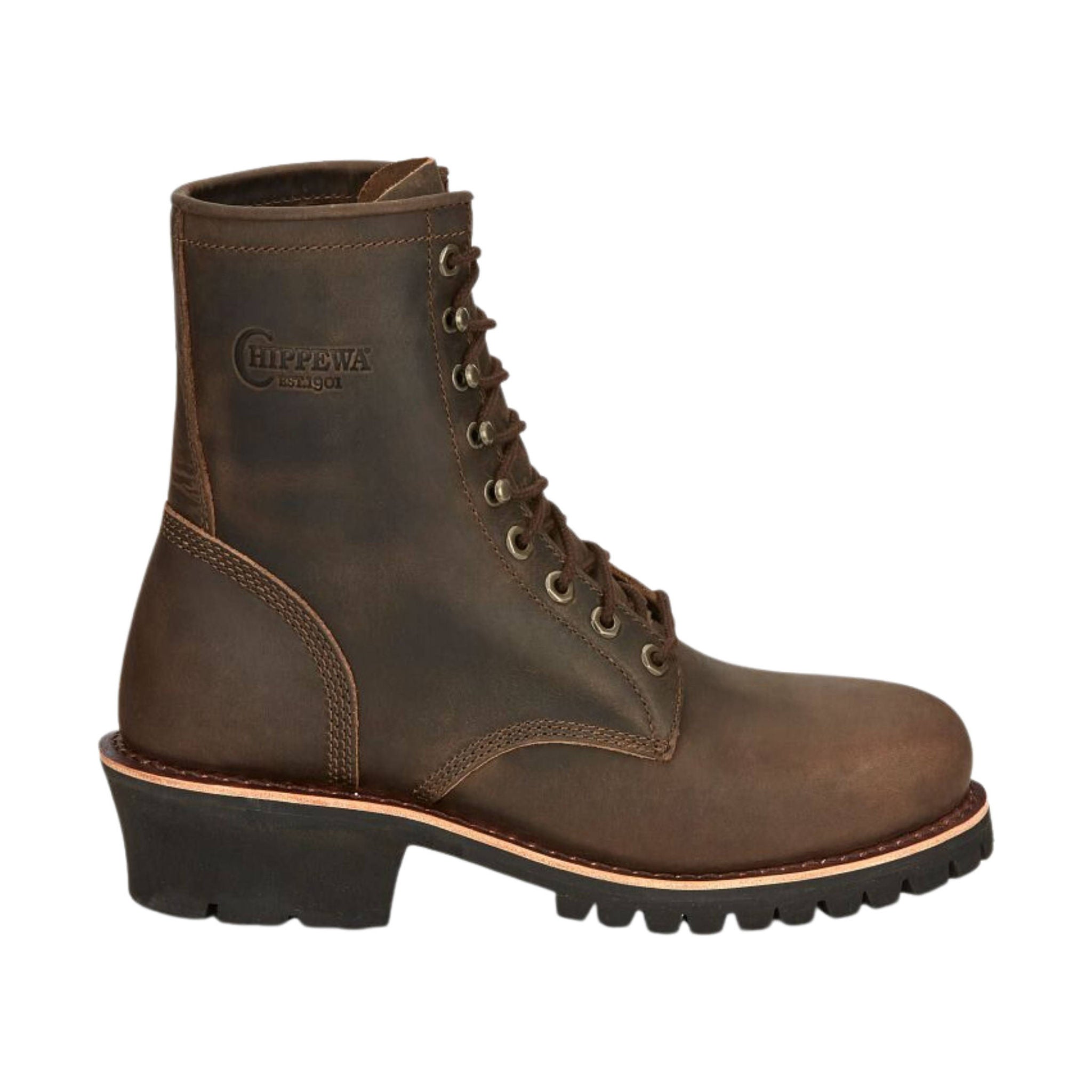 Chippewa Men's Classic 8 Inch Non Insulated Steel Toe Logger Work Boot - Wood Color by Lenny's Shoe & Apparel